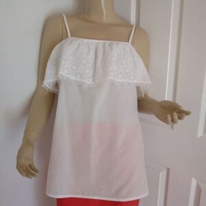 NEW LCW CASUAL Spaghetti Strap Eyelet Ruffle Aroun